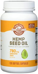 Manitoba Harvest Hemp Seed Oil Softgels, 780 Mg of Plant Centered Omegas 3 & 6 per Serving, 120 Ct